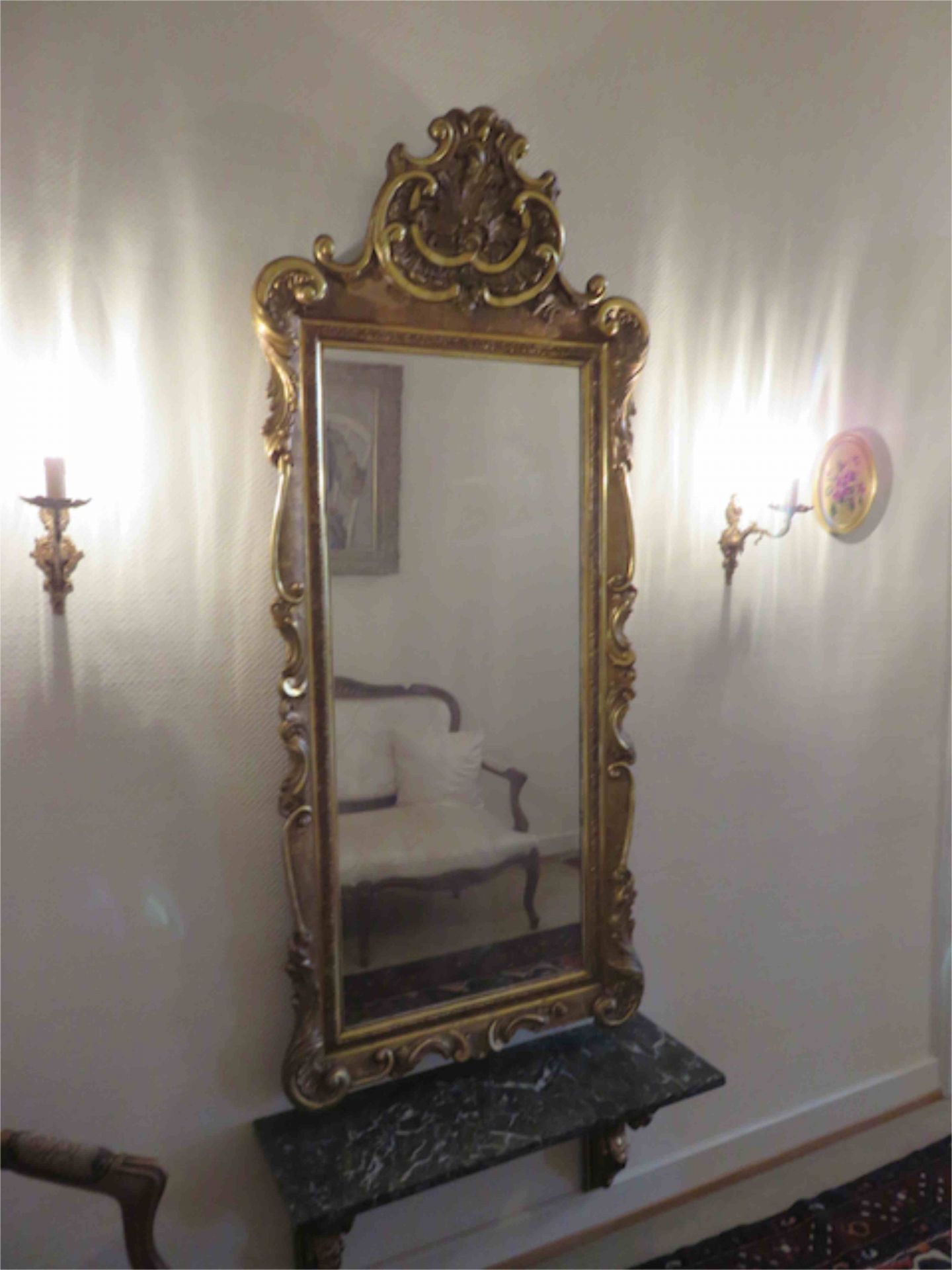 Miroir Louis XV en Bois Doré, Rocaille - 2ème p