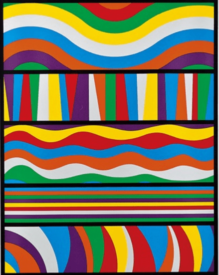 Linogravure de Sol Lewitt, Color Bands #2 sur Linogravure de Sol Lewitt, Color Bands #2 sur
