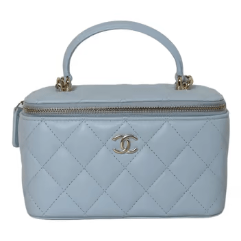 Chanel Vanity Case en cuir bleue base matelassée