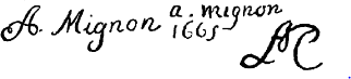 signature abraham mignon Ab Mignon ou A. Mignon ou a.mignon ou A enlacé avec un M