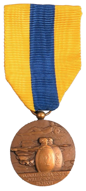 La médaille commémorative de la bataille de la Somme 