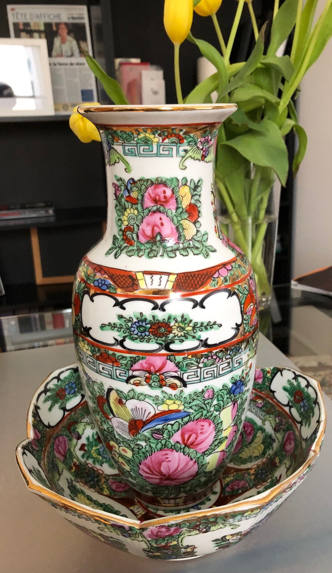 Ensemble bol et vase chinois Demandez une estimation