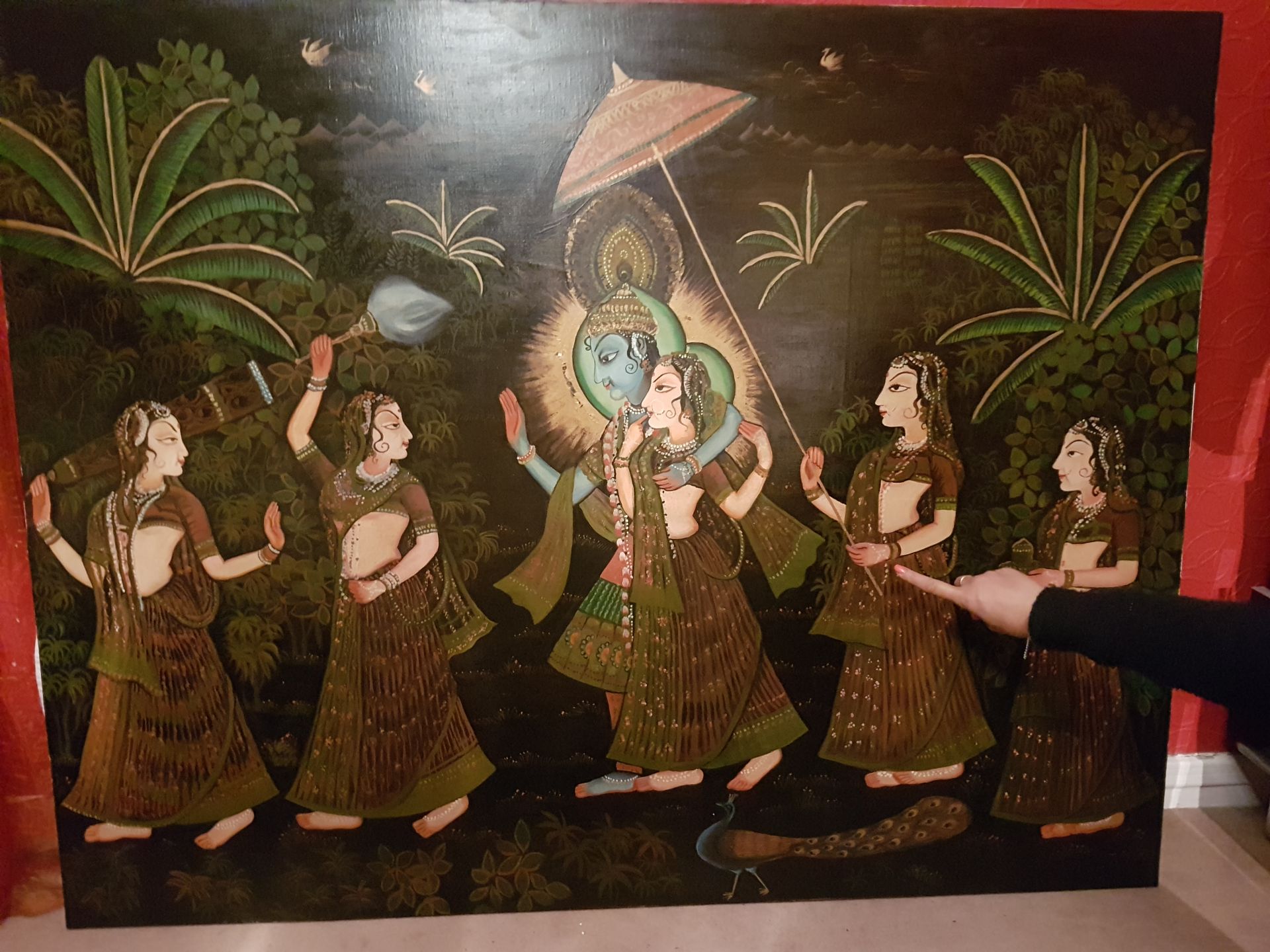 Tableau Floral Indien Peint à La Main – Panneau En Bois Multicolore